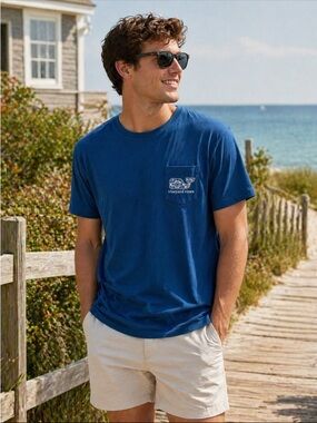 Vineyard Vines Men’s Classic Fit Shirt Blue Whale Logo Casual Preppy XL
